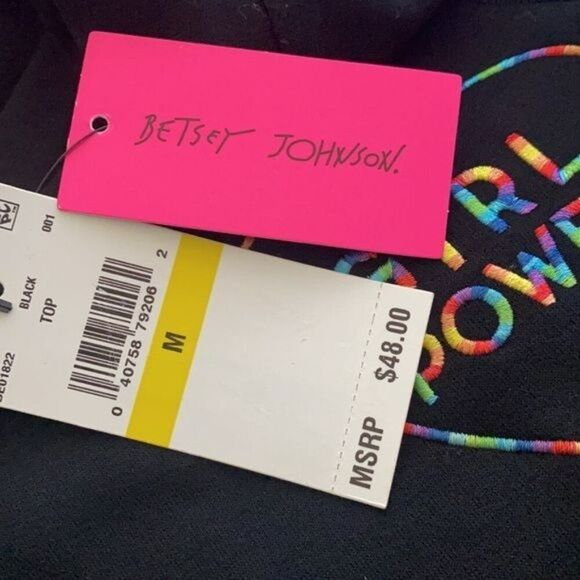 Betsey Johnson Sweatshirt Girl Power Size Medium NWT - Picture 5 of 5